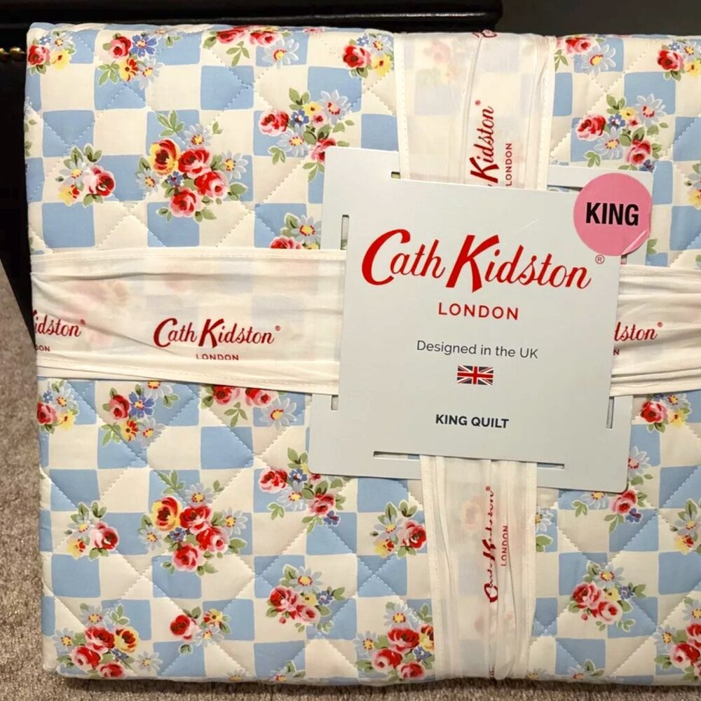 Cath Kidston Daisy Rose Check KING Size Quilt - 106" X 90" (cotton)